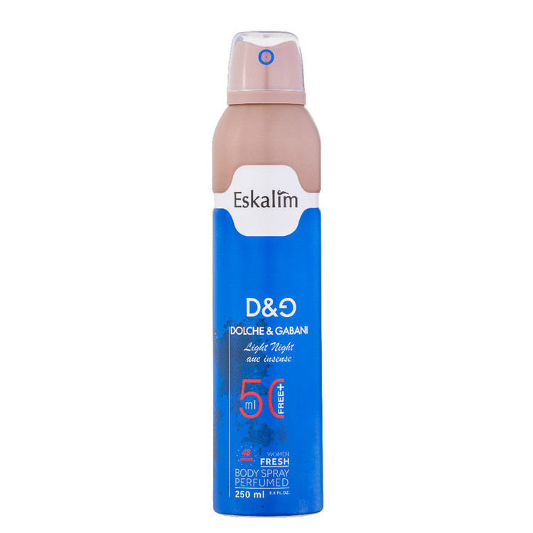 اسپری خوشبو کننده بدن زنانه اسکالیم مدل D&G LIGHT BLUE INTENSE حجم 250 میلی لیتر