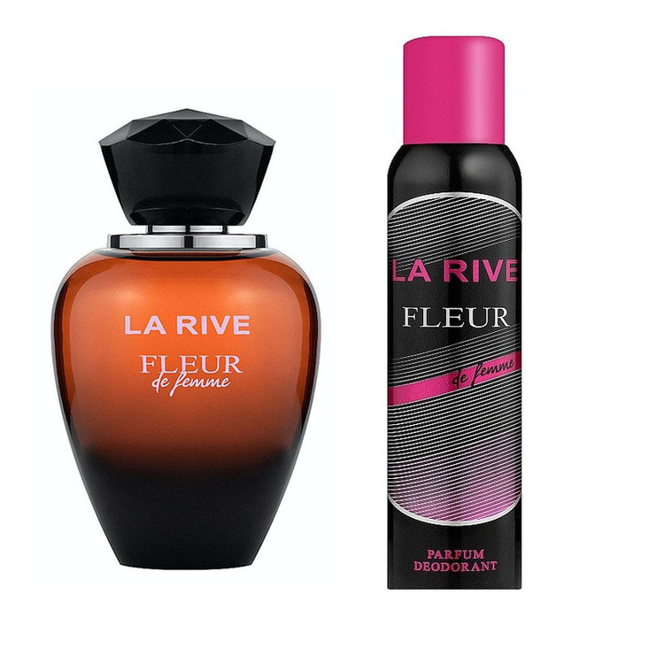 ادوپرفیوم زنانه لا ریو مدل Fleur De Femme با رایحه گرم حجم 90 میلی لیتر به همراه اسپری خوشبو کننده بدن لا ریو مدل Fleur De Femme با رایحه گرم حجم 150 میلی لیتر