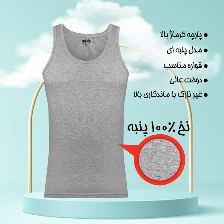 زیرپوش رکابی مردانه ماییلدا مدل پنبه ای ملانژ کد 4712
