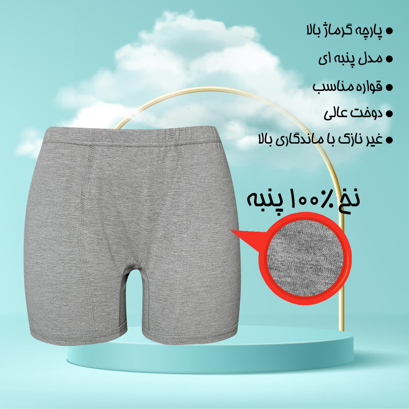 شورت مردانه ماییلدا مدل پادار پنبه ای 4702-BGW بسته سه عددی