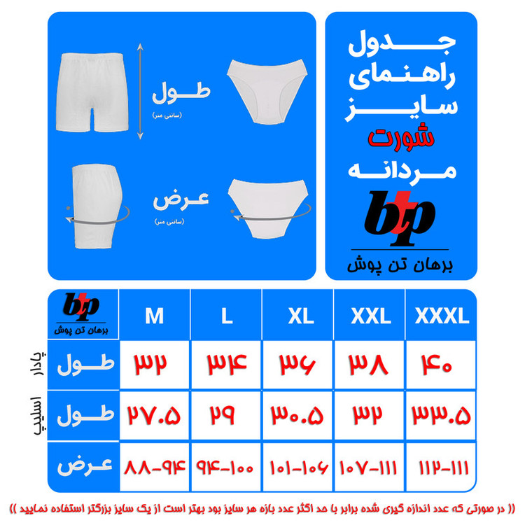 شورت مردانه برهان تن پوش مدل N03-9 بسته 3 عددی