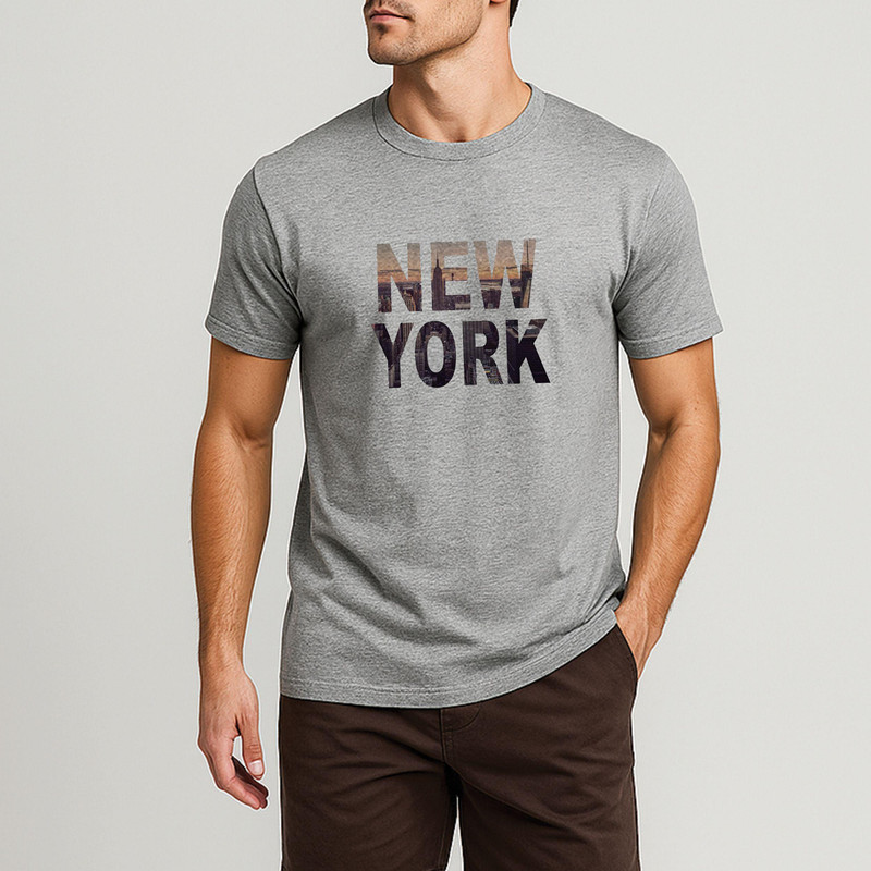 تیشرت آستین کوتاه مردانه طرح NEW YORK کد W43