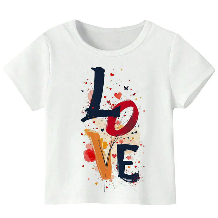 تیشرت آستین کوتاه دخترانه مدل W139 طرح LOVE