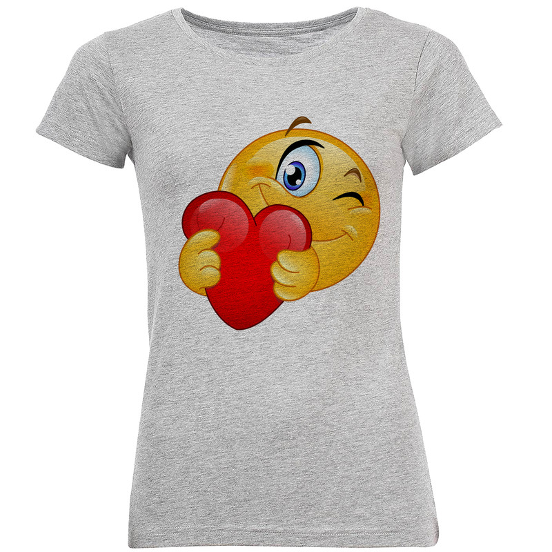 تیشرت آستین کوتاه زنانه طرح استیکر قلب کد F117