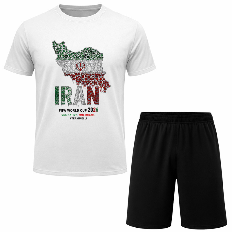 ست تی‌شرت آستین کوتاه و شلوارک راحتی مردانه مدل A148 طرح تیم ملی