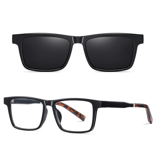فریم عینک طبی مستطیلی آلبرت وگ مدل CG7703C01P97 Polarized Double Switch مناسب برای انواع صورت به همراه کاور آفتابی