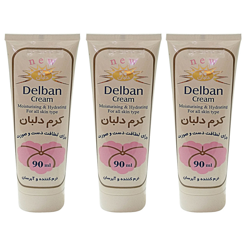 کرم مرطوب کننده دلبان کد T090 حجم 90 میلی لیتر مجموعه 3 عددی