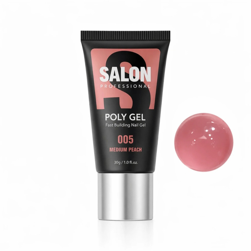 پلی ژل کاشت ناخن سالن مدل Medium Peach حجم 30 میلی‌لیتر