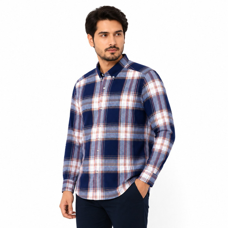 پیراهن آستین بلند یقه برگردان با تنخور معمولی (regular fit) مردانه مدل H9