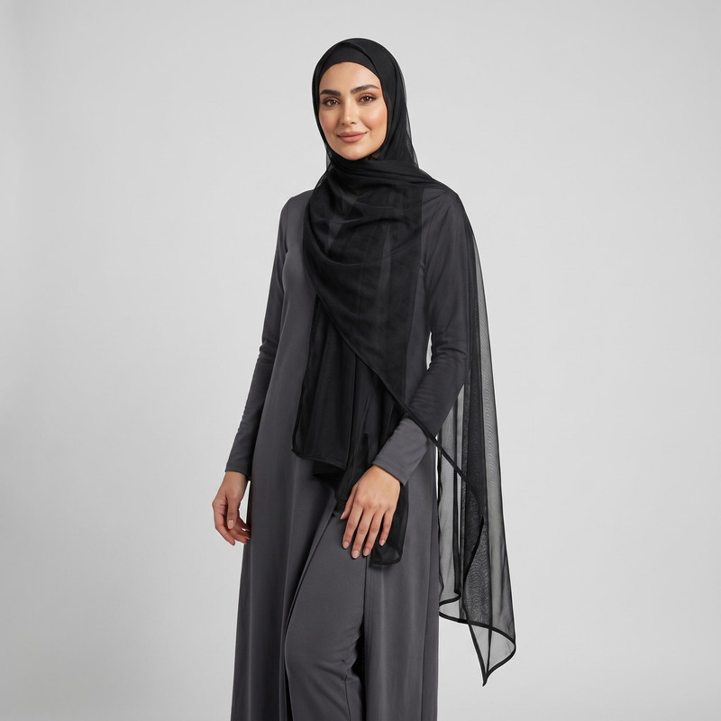 شال زنانه مدل ساده حریر توری نازک