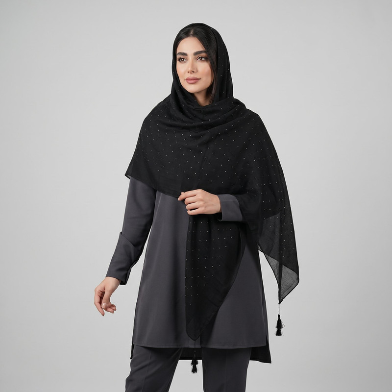 روسری زنانه مدل نخی وال اسلپ نگین دار