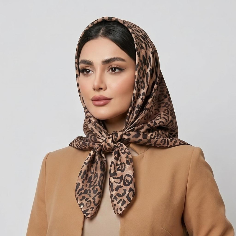 مینی اسکارف زنانه مدل نخی لطیف پلنگی