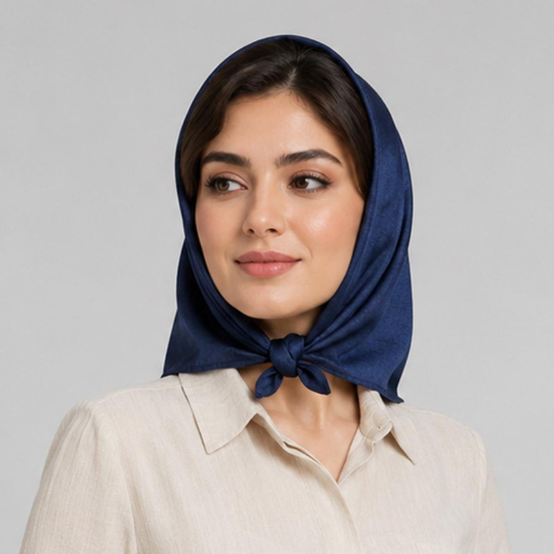 روسری ابر و بادی زنانه مدل مینی اسکارف ساتن پتینه ساده کد 2 با طول و عرض 70x70 سانتی‌متر