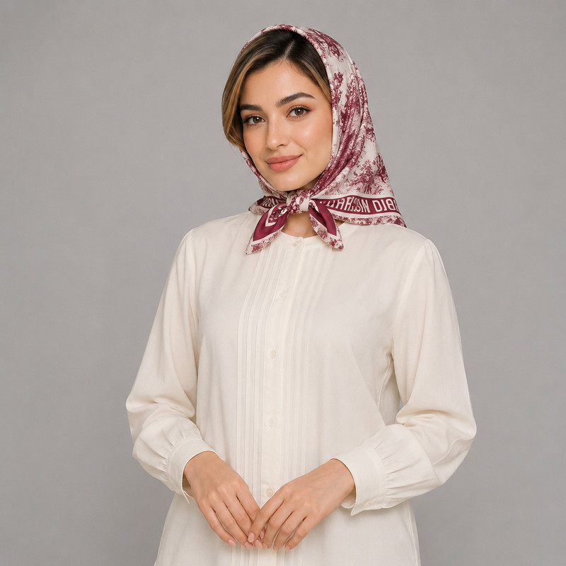 مینی اسکارف زنانه مدل نخی طبیعت و جنگل حاشیه
