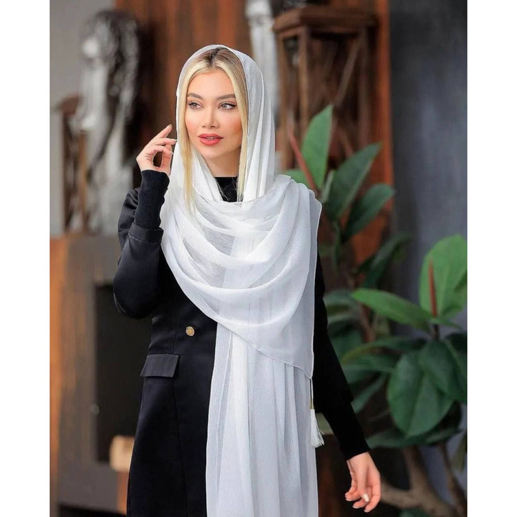 شال زنانه مدل حریر کریشه ساده کد ana-2269