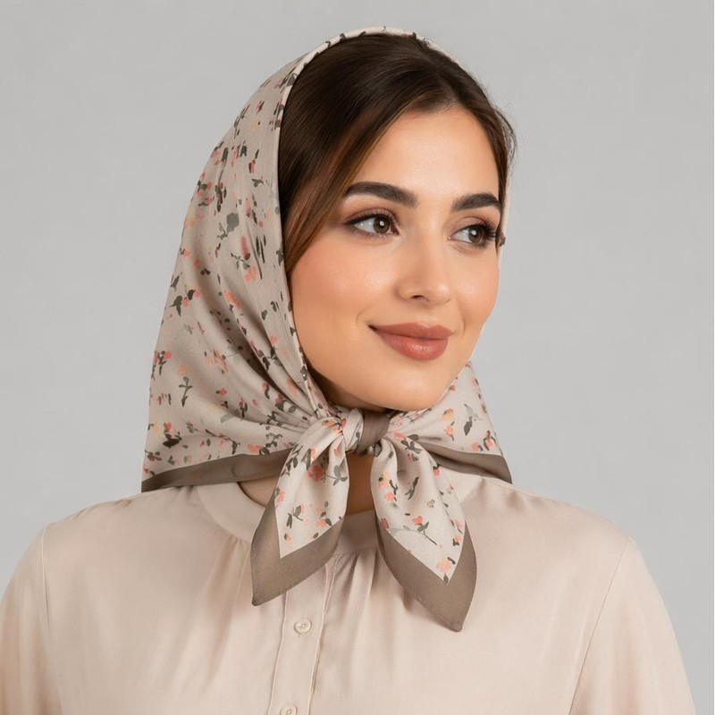 روسری زنانه مدل مینی نخی گلدار ریز کد 37