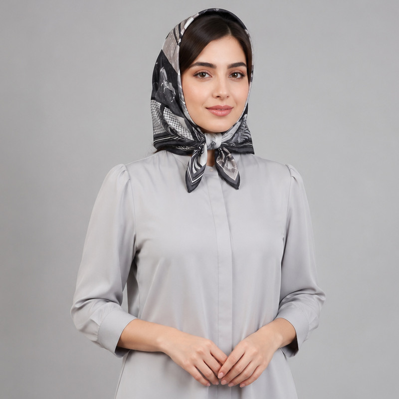 روسری زنانه مدل چهارخانه اسب دار