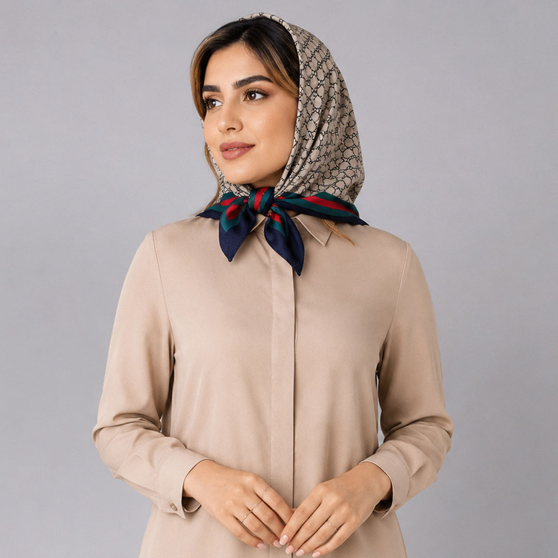 روسری نخ زنانه مدل مینی اسکارف نخی قواره کوچک با طول و عرض 70x70 سانتی‌متر