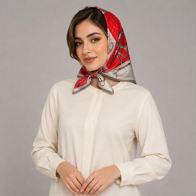 مینی اسکارف زنانه مدل نخی چهارخانه
