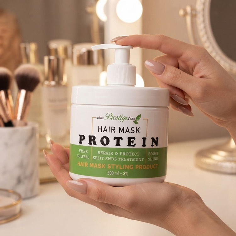 ماسک مو ترمیم کننده نیو پرستیژ کالر مدل Protein مناسب برای انواع مو حجم 500 میلی لیتر