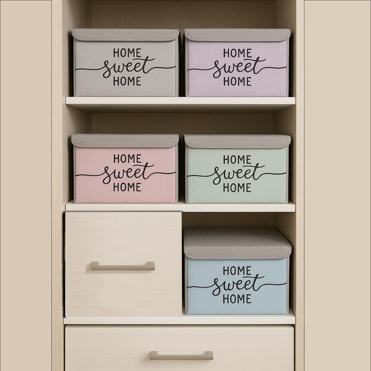 باکس لباس و نظم دهنده طرح لینن مدل HOME SWEET HOME کد S2