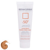 کرم ضد آفتاب رنگی درماتیپیک، 50 SPF، مدل هیدرا، مناسب پوست نرمال تا خشک تنالیته رنگ روشن و حجم 50 میلیلیتر، محافظت کننده در برابر اشعه UVA، UVB، IR، ضد آب، ضد خطوط ریز و پیری پوست، مرطوب کننده، التیامبخش، با ماندگاری 2 ساعته
