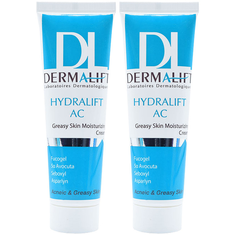 کرم مرطوبکننده پوست چرب درمالیفت مدل Hydralift AC Cream حجم 50 میلیلیتر بسته دو عددی