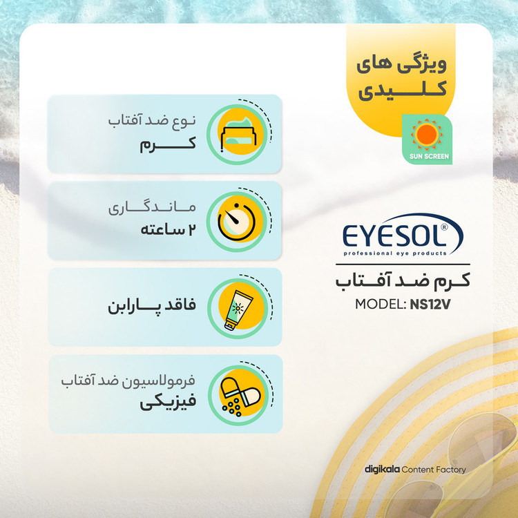 کرم ضدآفتاب دور چشم آیسول مدل NS12V، حجم 15 میلیلیتر