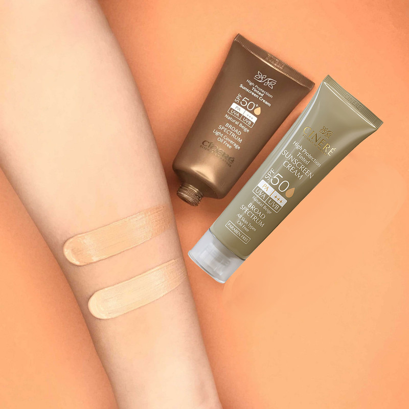 کرم ضدآفتاب رنگی سینره SPF50 مدل Broad Spectrum مناسب انواع پوست، حجم 50 میلیلیتر