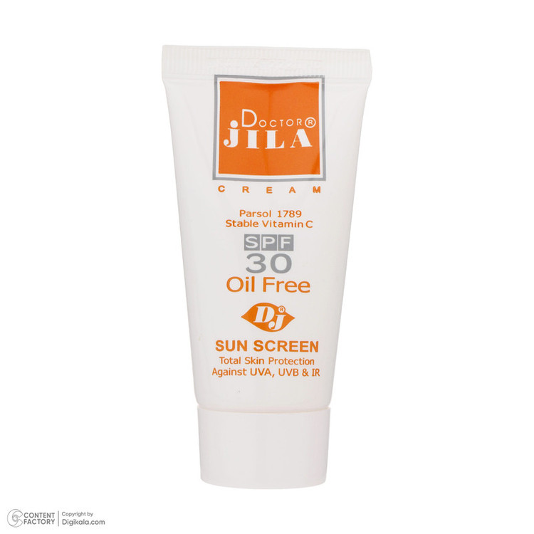کرم ضد آفتاب و ضد چروک بیرنگ دکتر ژیلا، Spf 30، مدل Parsol 1789، مناسب پوستهای چرب و مختلط با حجم 65 میلیلیتر، محافظتکننده در برابر اشعههای UVA و UVB، ضد پیری، دارای فرمولاسیون فاقد چربی، ویتامینهای C و E، با ماندگاری 2 ساعته