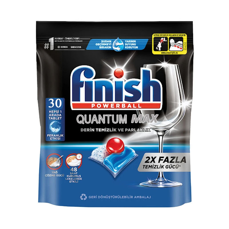 قرص ماشین ظرفشویی فینیش مدل QUANTUM MAX وزن 387 گرم بسته 30 عددی