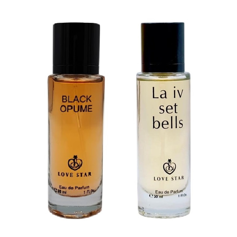 عطر جیبی لاو استار مدل بلک اوپیوم حجم 30 میلی لیتر به همراه عطر جیبی لاو استار مدل لاوی بل است حجم 30 میلیلیتر
