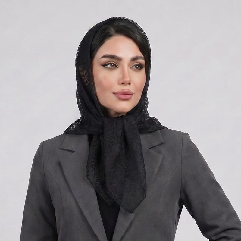 روسری زنانه مدل مینی اسکارف توری طرح قلب برجسته