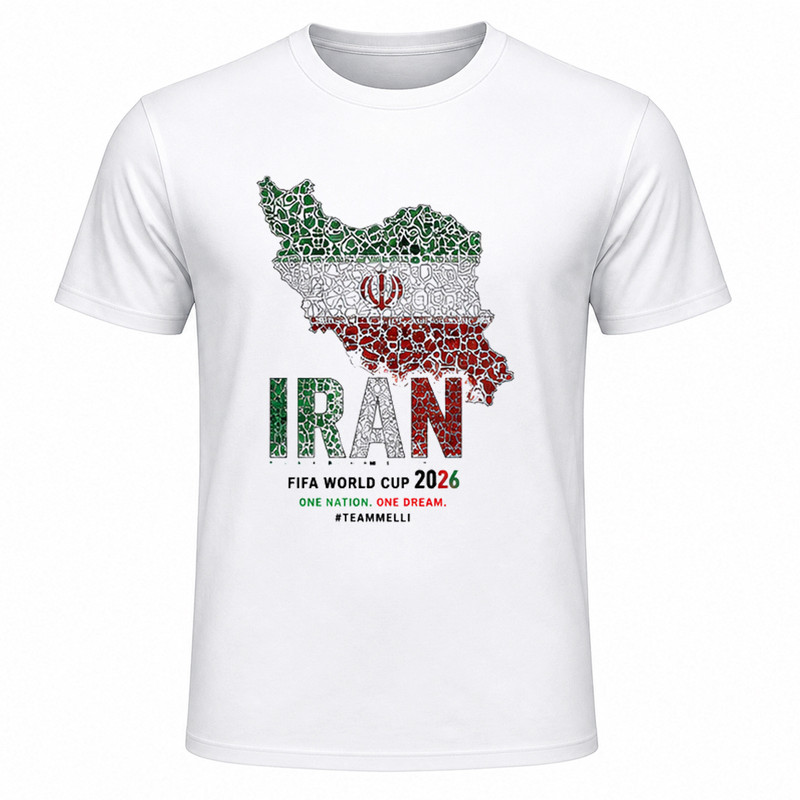 تیشرت آستین کوتاه یقه گرد مردانه مدل A20 طرح جام جهانی 2026 ایران