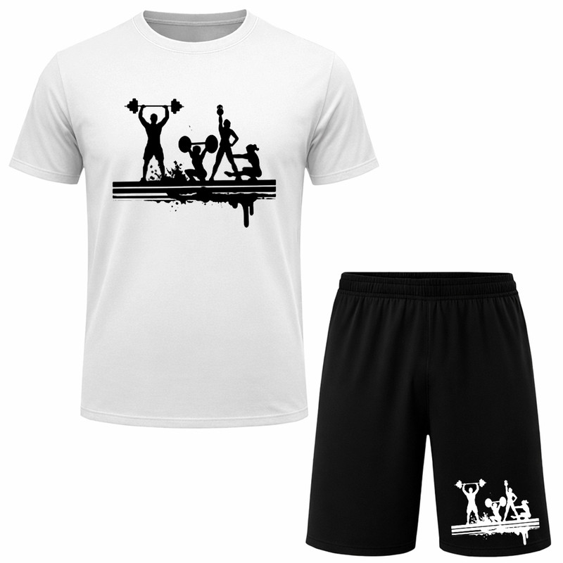 ست تیشرت آستین کوتاه و شلوارک راحتی مردانه مدل A06 طرح GYM
