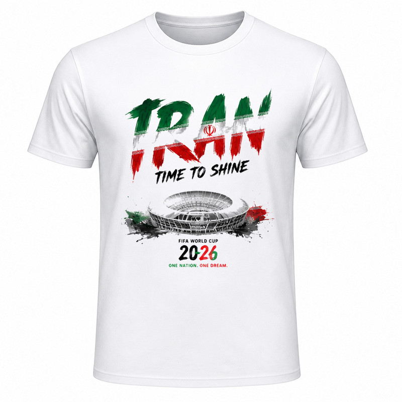 تیشرت آستین کوتاه یقه گرد مردانه مدل A10 طرح جام جهانی 2026 ایران