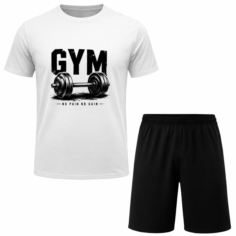 ست تی‌شرت آستین کوتاه و شلوارک راحتی مردانه مدل GYM A159