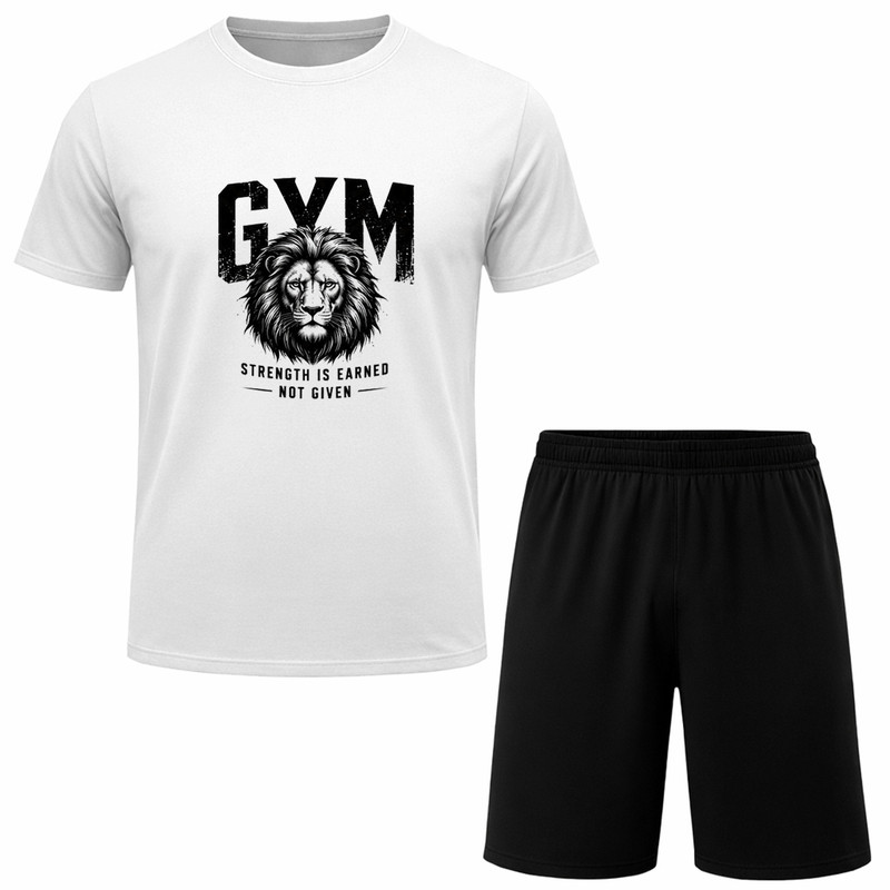 ست تیشرت آستین کوتاه و شلوارک راحتی مردانه مدل GYM A173