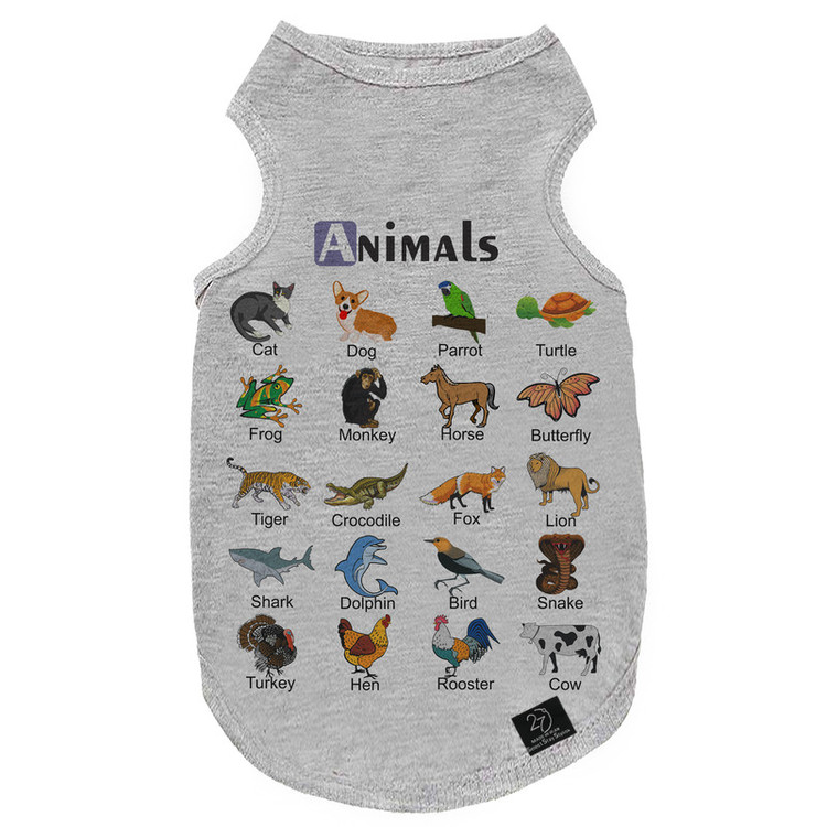 لباس سگ و گربه 27 طرح Learning English Animals کد MH1598 سایز XL