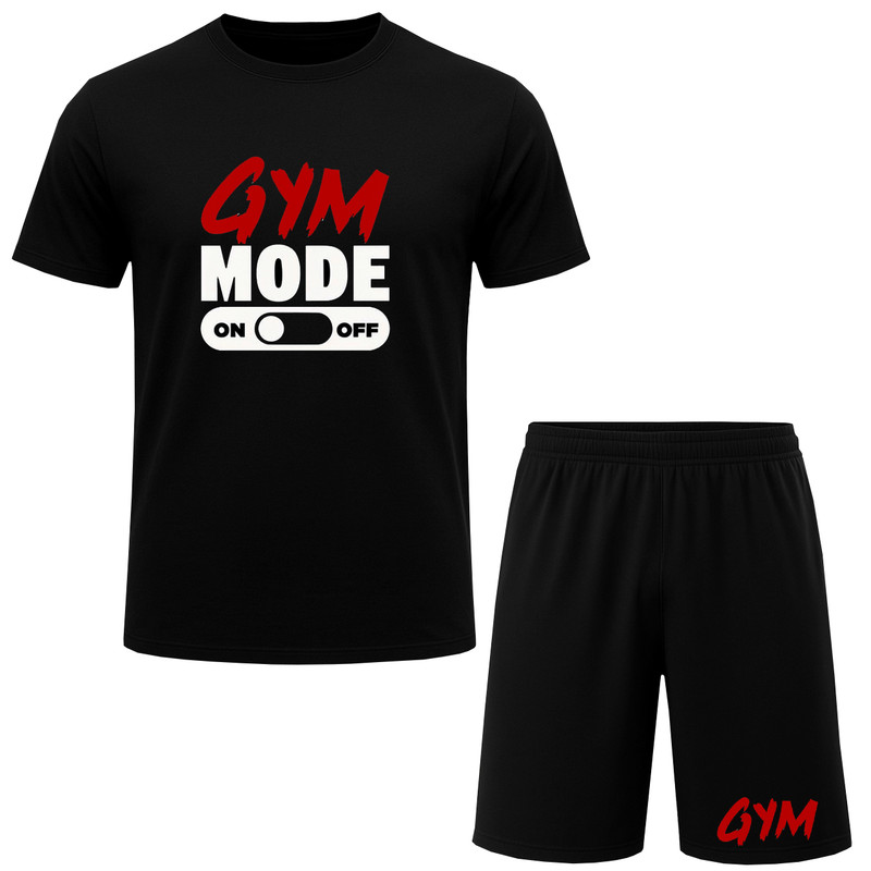 ست تی‌شرت آستین کوتاه و شلوارک راحتی مردانه مدل A197 طرح GYM