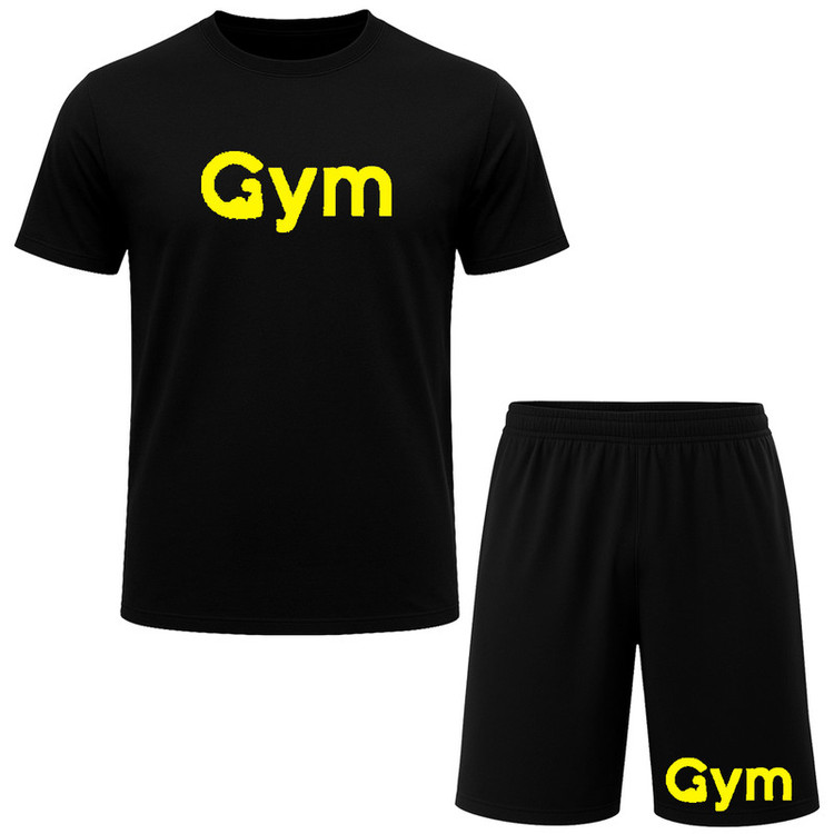 ست تیشرت آستین کوتاه و شلوارک راحتی مردانه مدل A27 طرح GYM