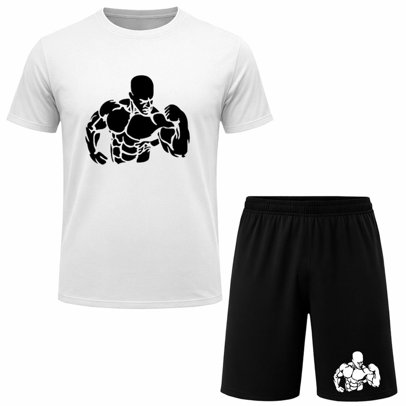 ست تی‌شرت آستین کوتاه و شلوارک راحتی مردانه مدل A05 طرح GYM