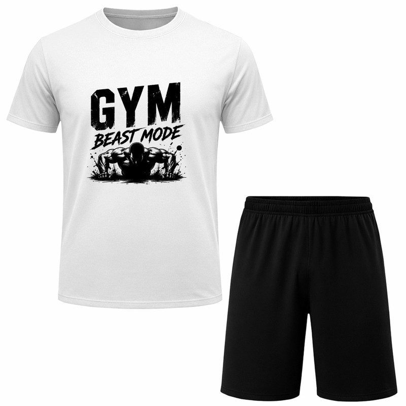 ست تی‌شرت آستین کوتاه و شلوارک راحتی مردانه مدل GYM A166