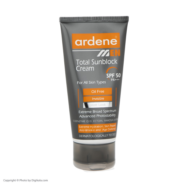 کرم ضدآفتاب بیرنگ آردن SPF50 مدل Total Sun Block مناسب انواع پوست وزن 50 گرم