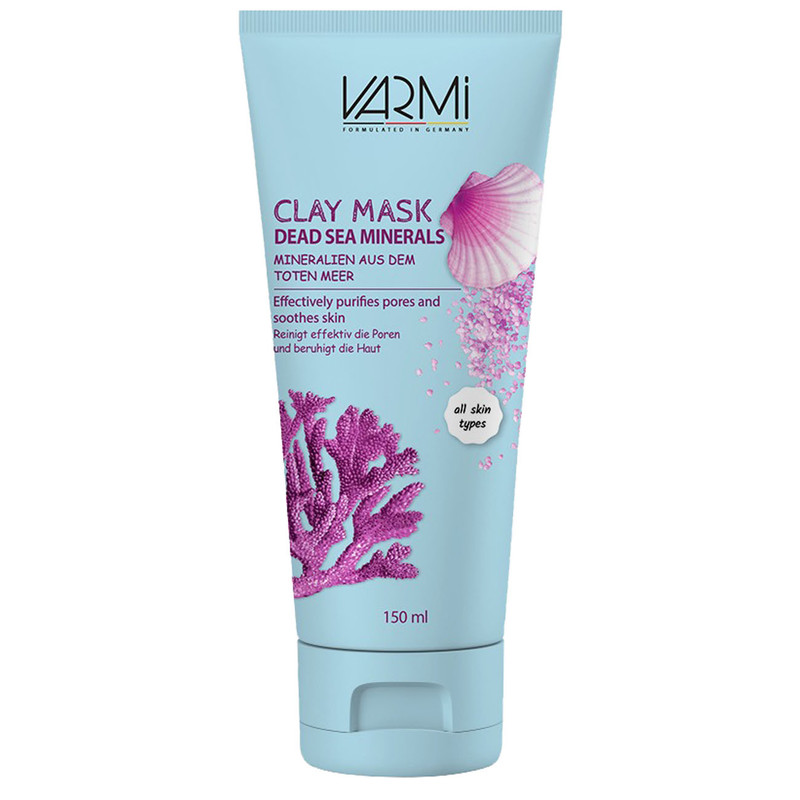 ماسک صورت خاک رس وارمی مدل کانی های دریایی حجم 150 میلیلیتر مناسب پوست چرب و آکنهای، سمزدایی عمقی، رفع جوش سرسیاه و لطافتبخش، بدون پارابن