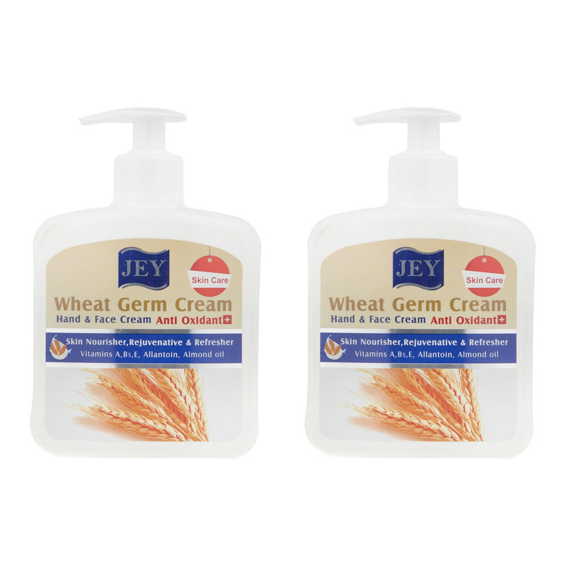 کرم مرطوبکننده دست و صورت جی مدل Wheat-Germ مناسب برای انواع پوست حجم 450 میلی لیتر مجموعه 2 عددی